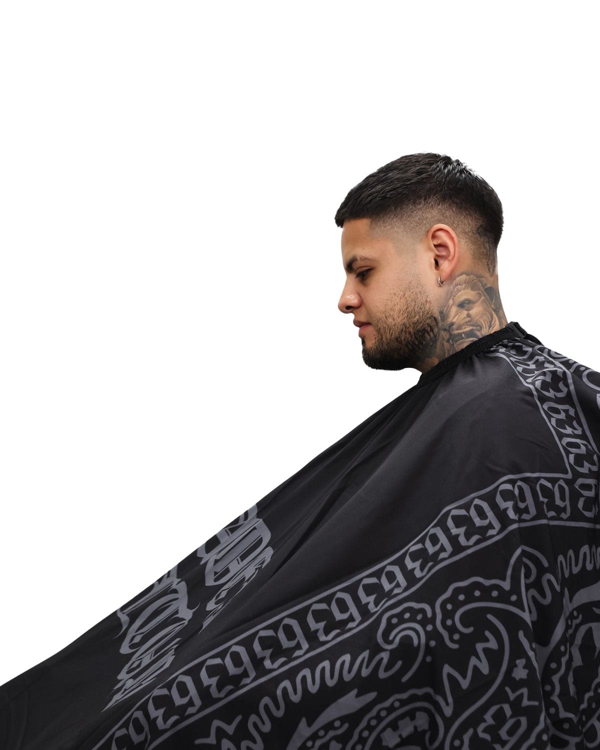 Faded Culture Black Bandana Barber Cape #color_black