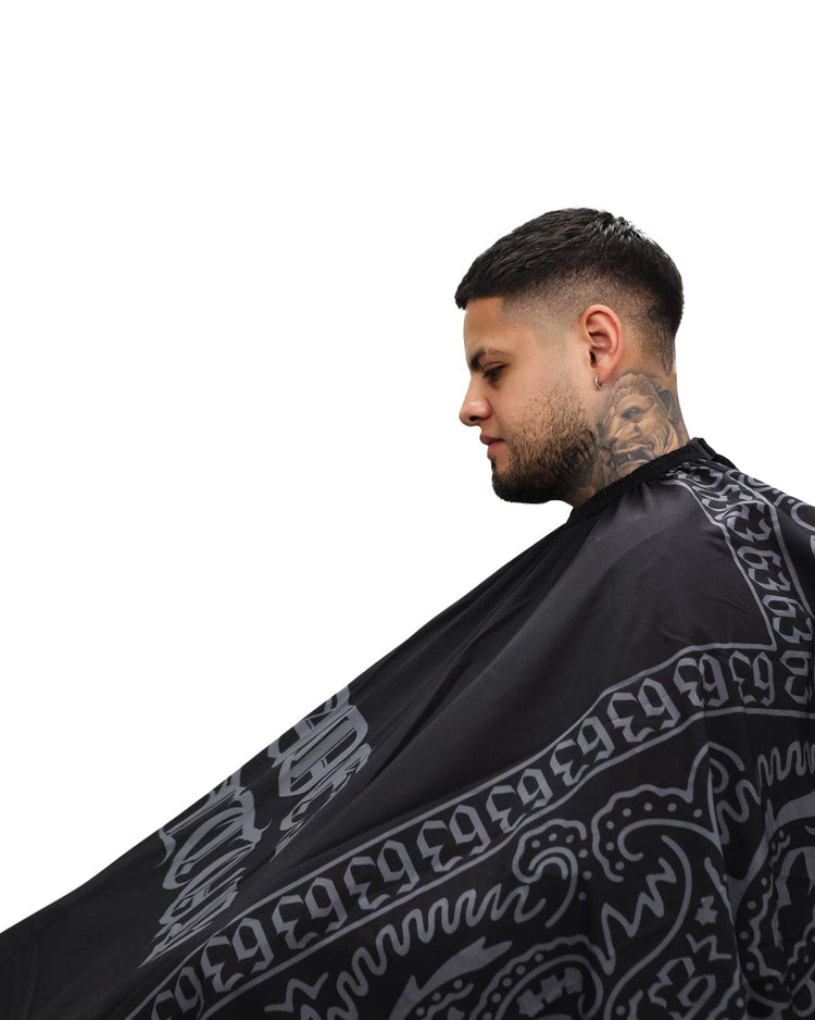Faded Culture Black Bandana Barber Cape #color_black