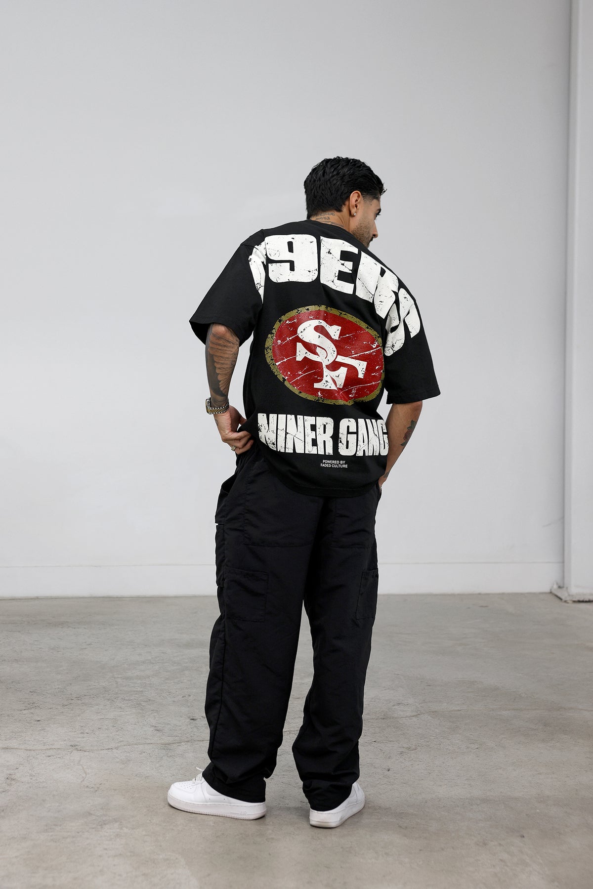 Niner Gang tee in Black, on model #color_black
