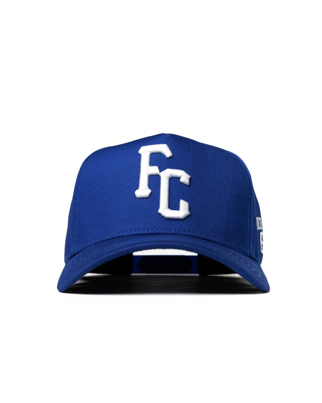 Black 5 panel FC 63 embroidered snapback hat #color_blue