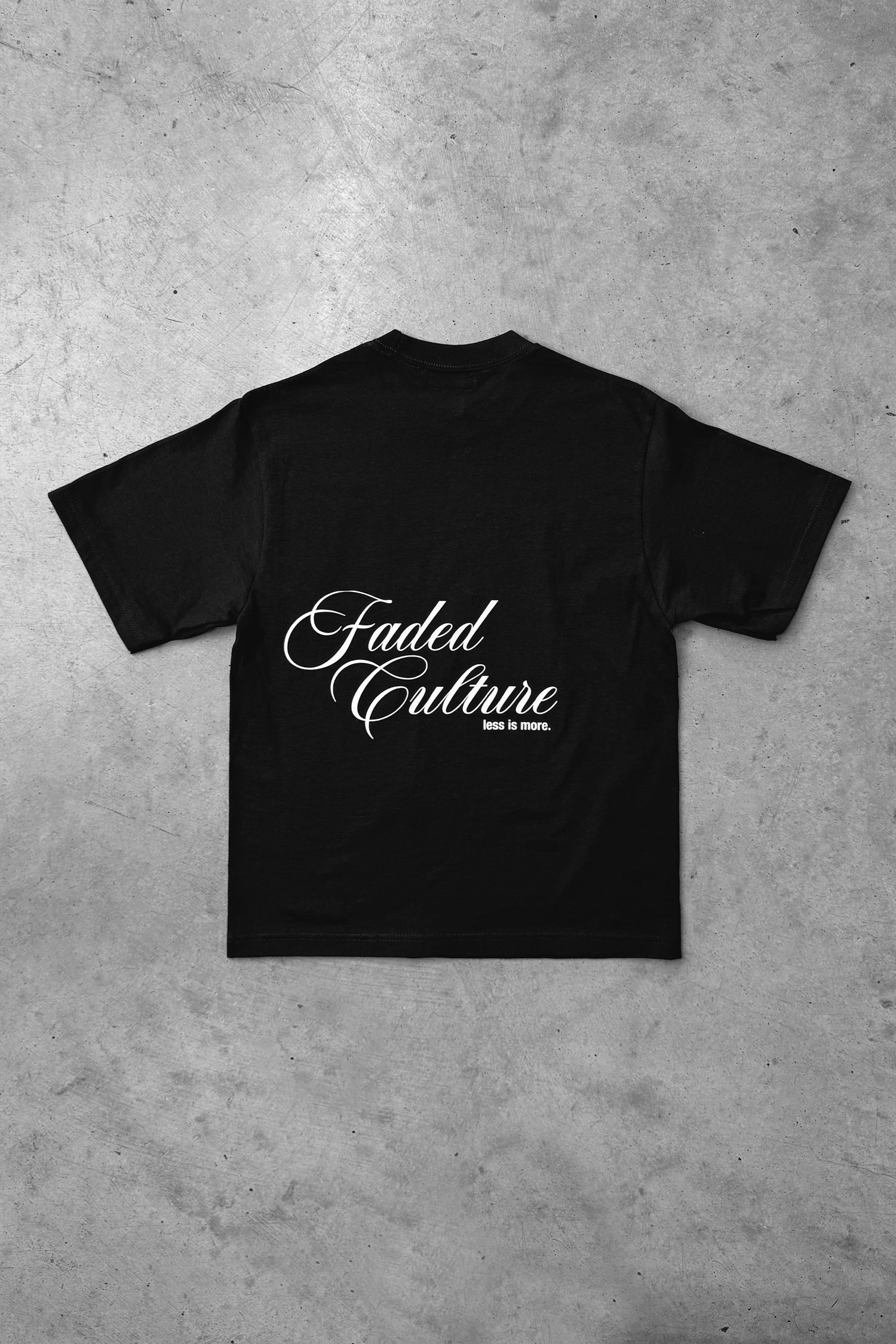 Faded Culture Less Is More tee, black — back view #color_black