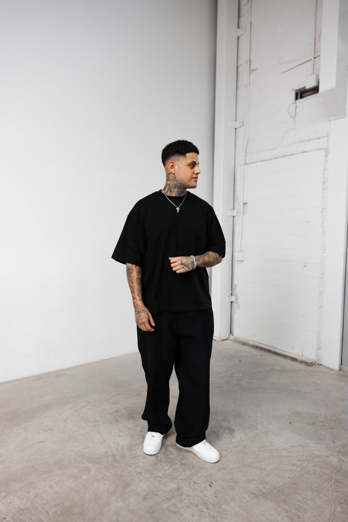 Faded Culture Less Is More tee, black — front view on model #color_black