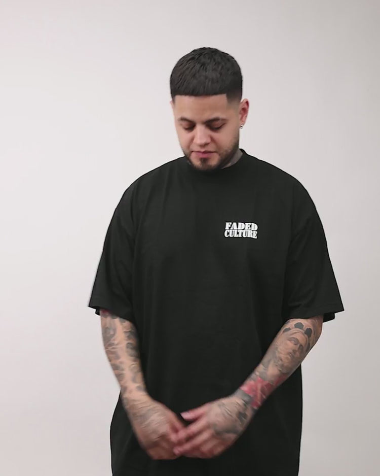 7.5 oz. Max heavyweight garment dye, Prison T-shirt  oversized shirt with white print #color_blackupdated#gid://shopify/Video/32037157372152#video_id