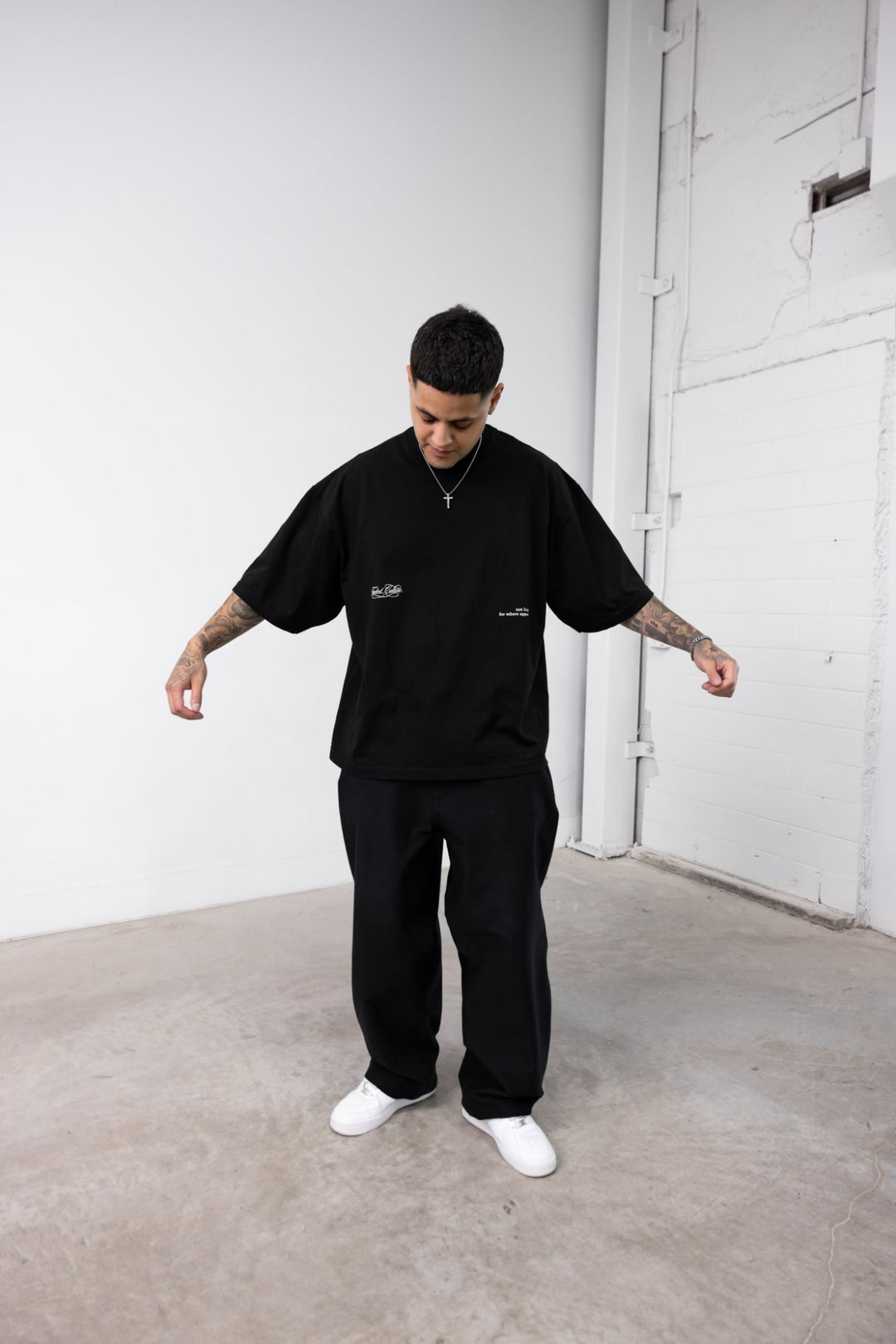 Faded Culture Unapologetic tee, black — front view on model #color_black