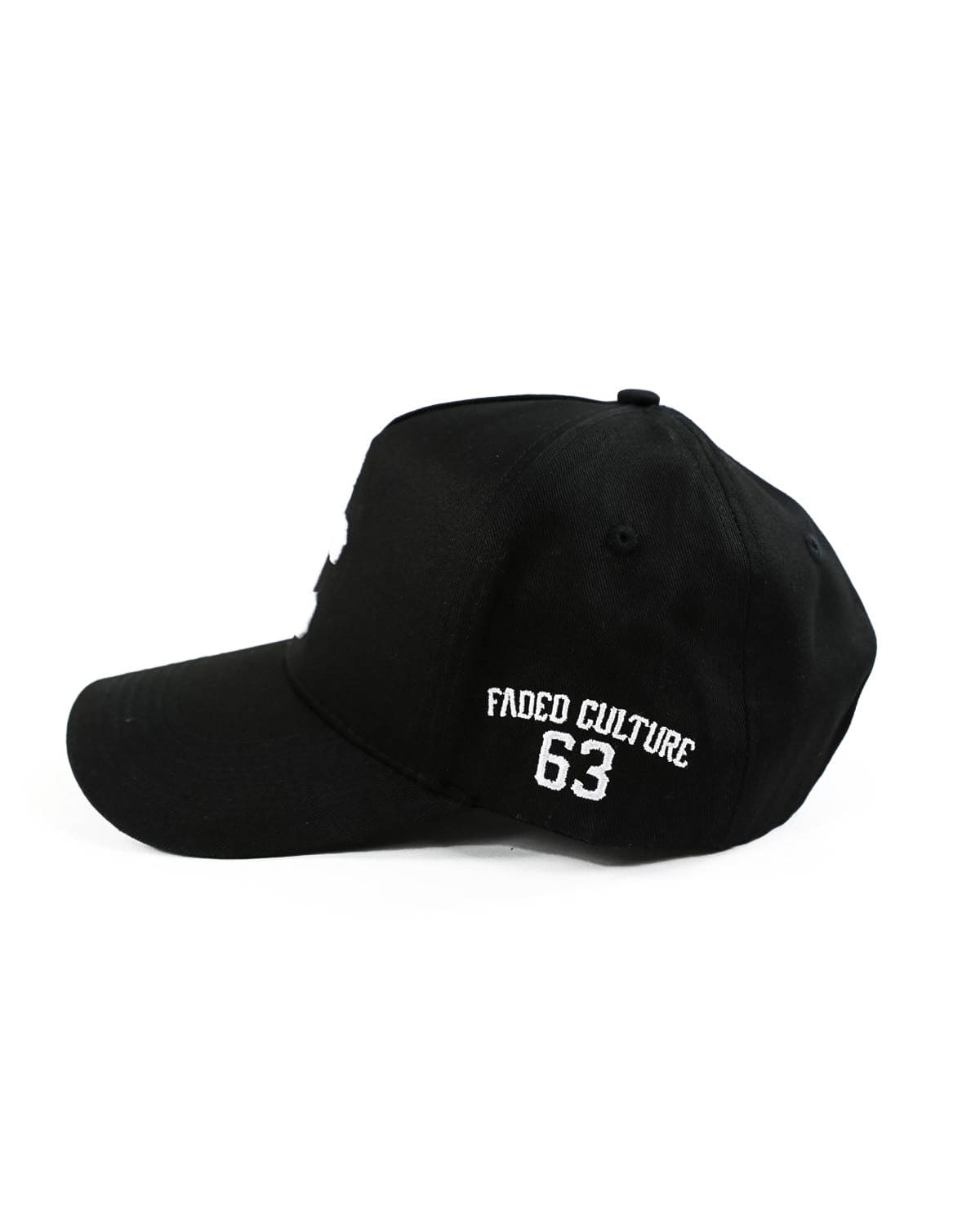 Black 5 panel FC 63 embroidered snapback hat #color_black