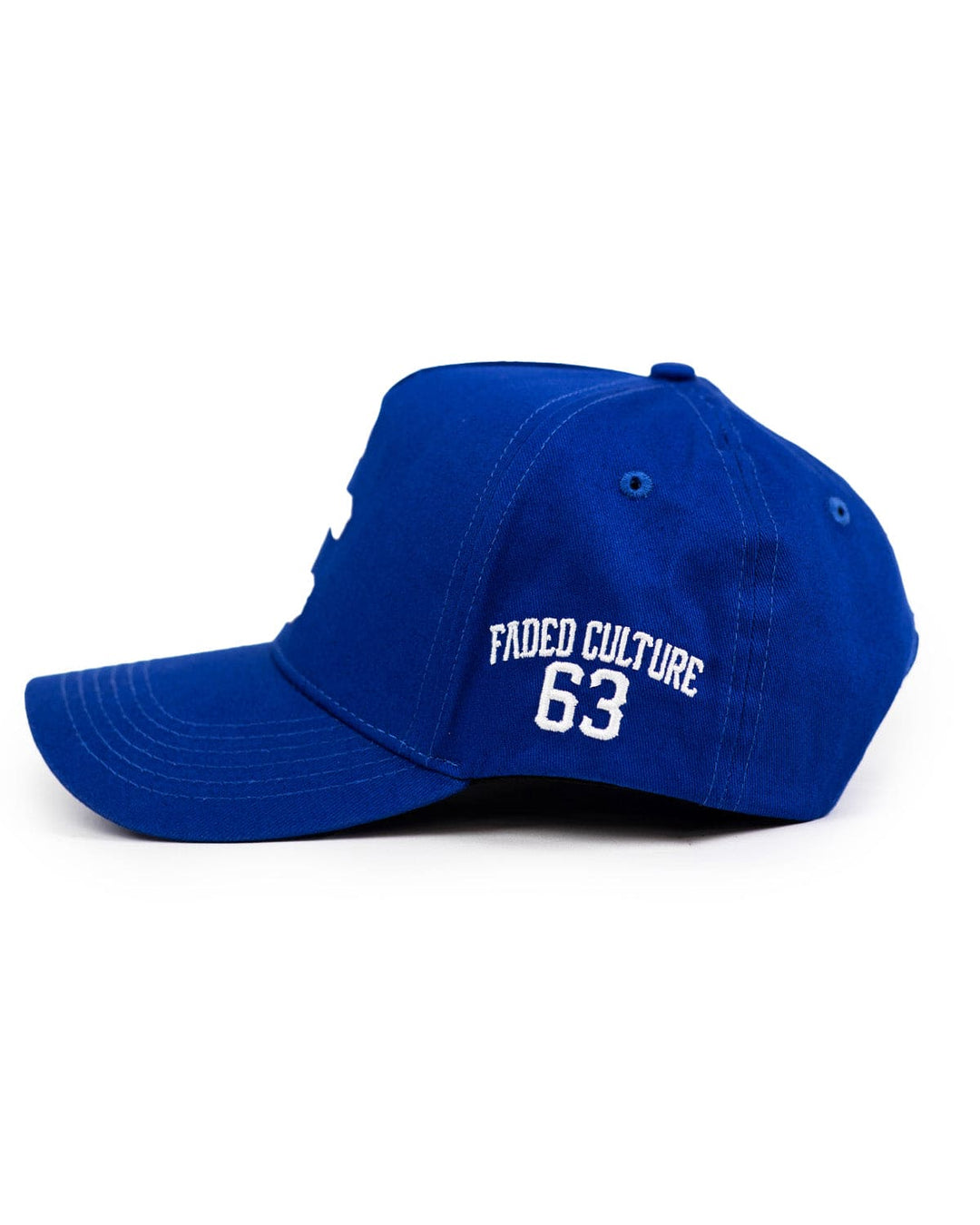 Black 5 panel FC 63 embroidered snapback hat #color_blue