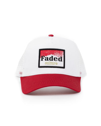 White and Red 5 panel Boro embroidered trucker snapback hat #color_red